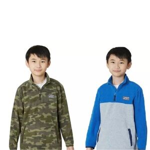 Eddie Bauer Boys' Camouflage and Blue Quarter-Zip Pullovers Bundle of 2